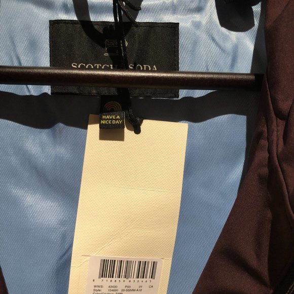 New - Scotch and Soda Nylon Harrington Jacket Burgundy Size L - Picture 4 of 6